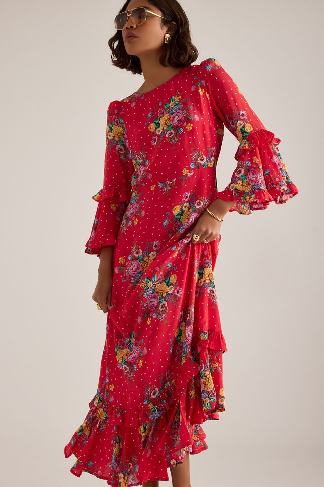 Queens of Archive Cherry Ruffle Midi Dress #4