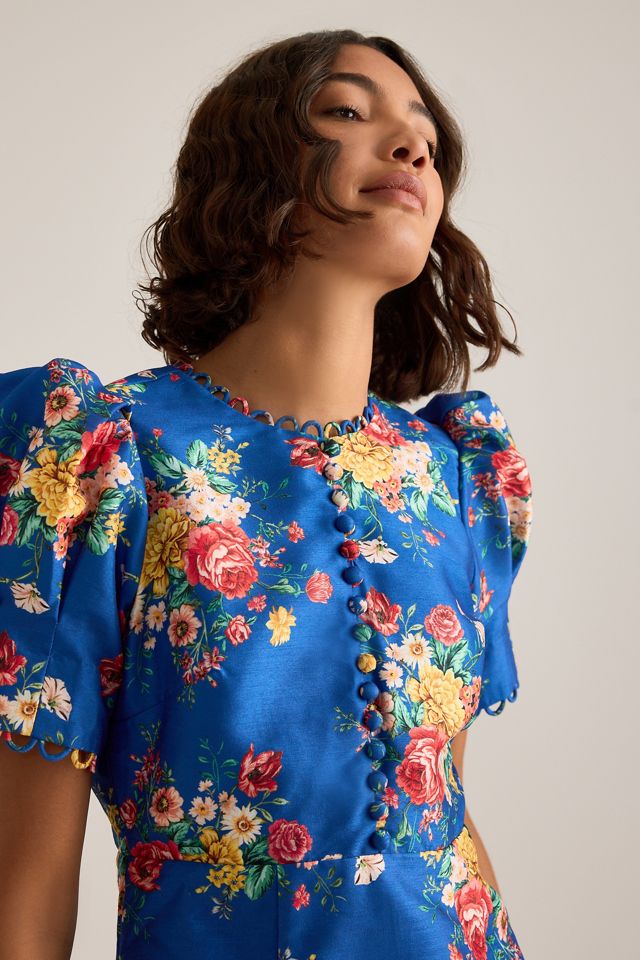 Queens of Archive Mini-robe Margot à fleurs avec manches bouffantes #1