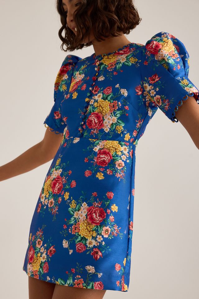 Queens of Archive Mini-robe Margot à fleurs avec manches bouffantes #4