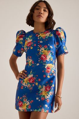Queens of Archive Margot Floral Puff-Sleeve Mini Dress