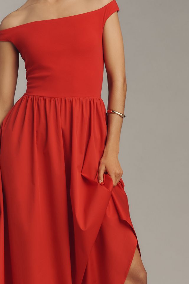 Elodie Petite Off-Shoulder Midi Dress #1
