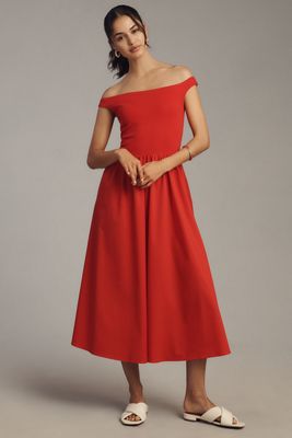 Elodie Petite Off-Shoulder Midi Dress