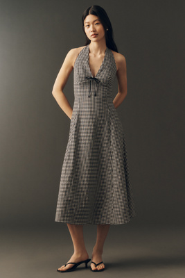 by anthropologie halter v-neck fit & flare midi dress Maeve Halter V-Neck Drop-Waist Midi Dress