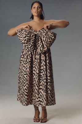 Eloquii Plus Strapless Oversized Bow Midi Dress