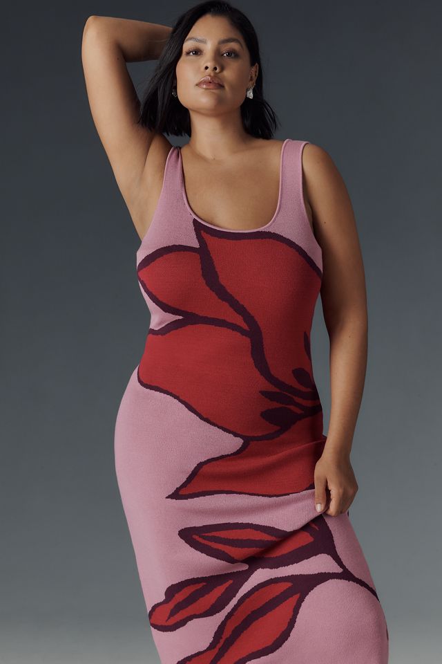 Eloquii Plus Sleeveless Scoop-Neck Intarsia Column Midi Dress #1