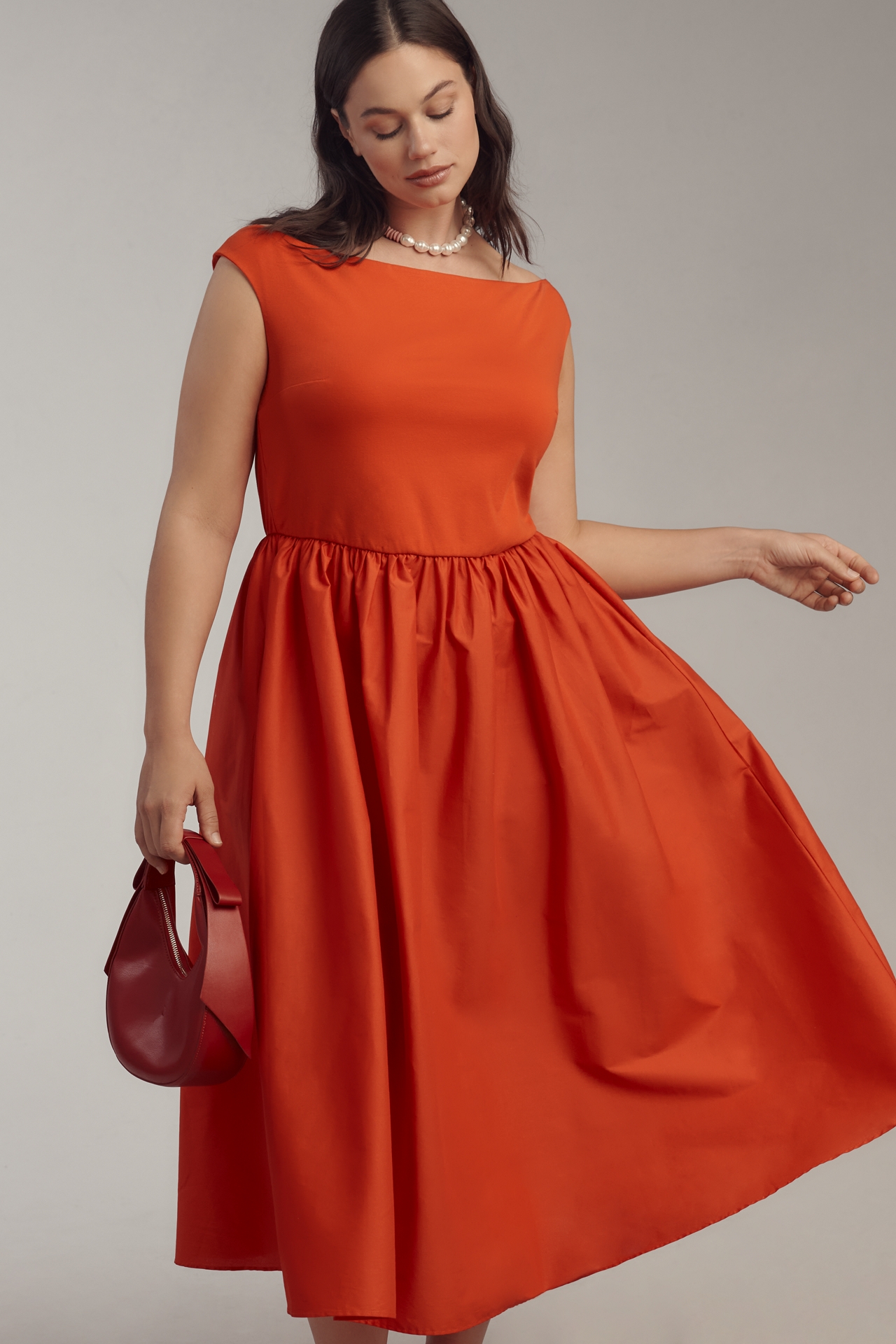 Eloquii Plus Boat-Neck A-Line Midi Dress
