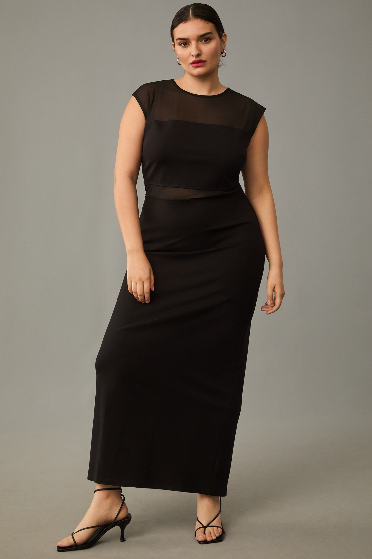 Eloquii Plus Mesh Panel Midi Dress
