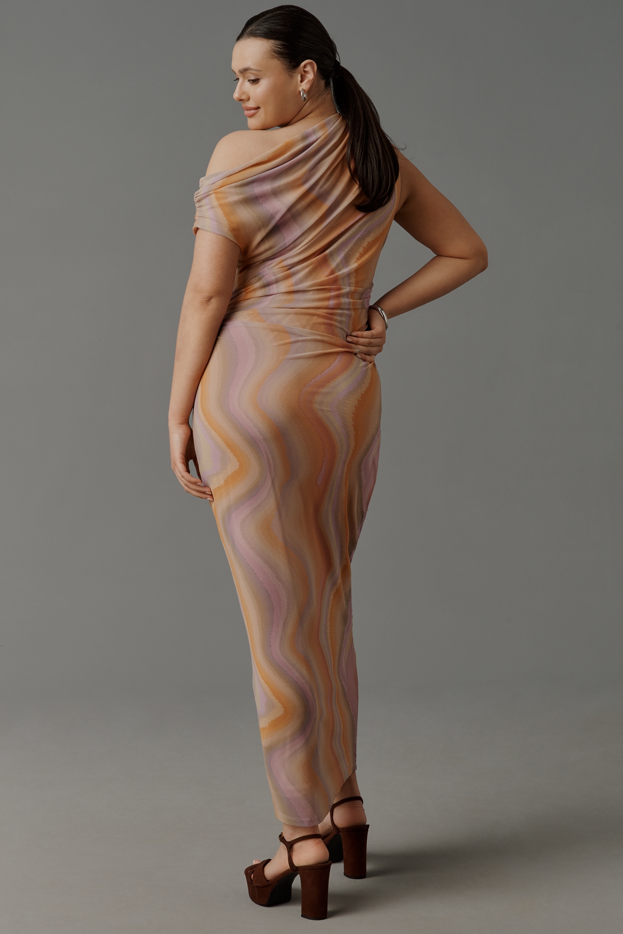 Eloquii Plus Off-The-Shoulder Mesh Maxi Dress