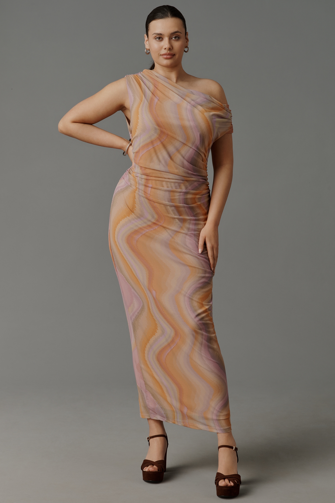 Eloquii Plus Off-The-Shoulder Mesh Maxi Dress