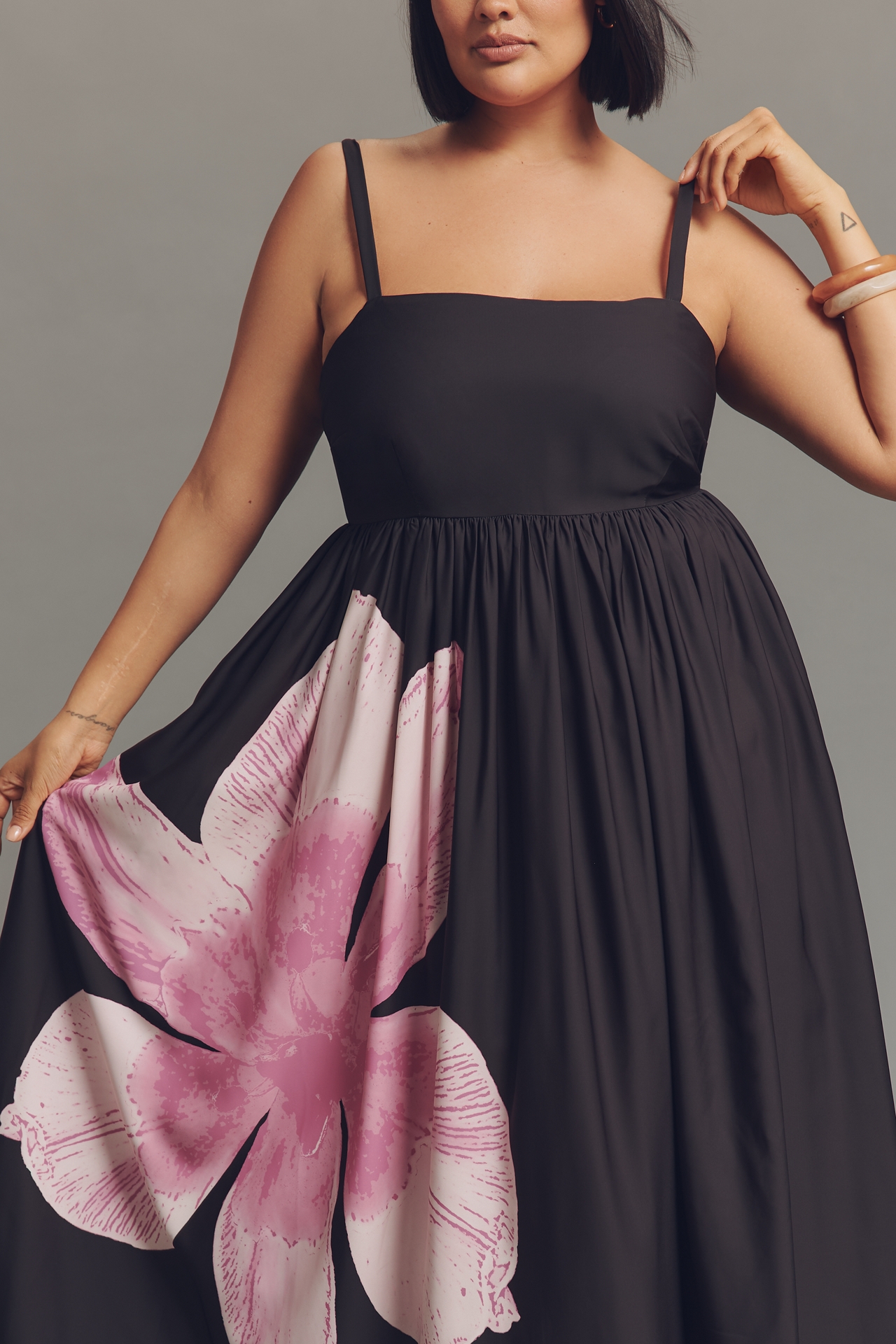 Eloquii Plus Sleeveless Floral Satin Maxi Dress