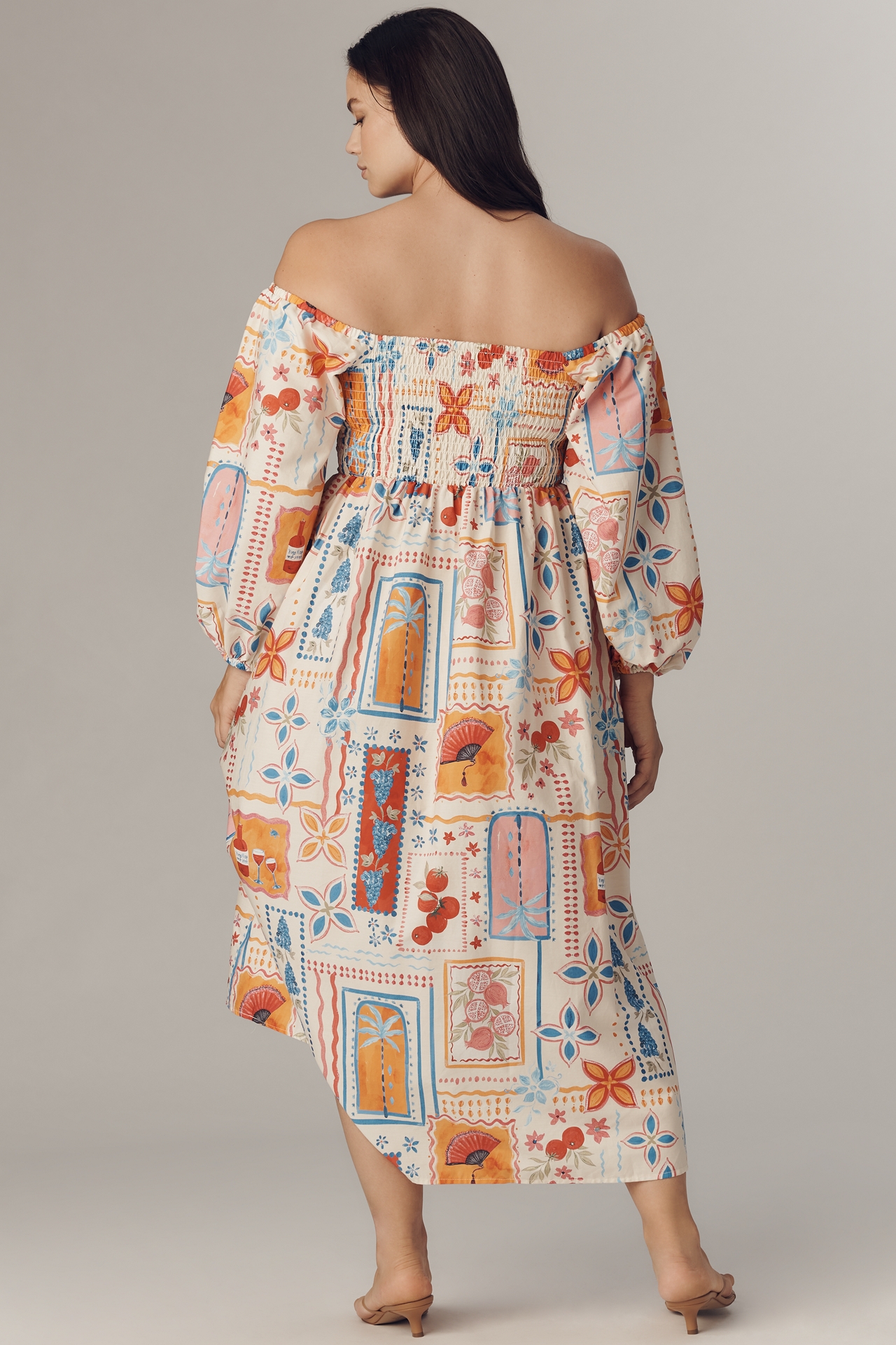Eloquii Plus Off-The-Shoulder A-Line Midi Dress