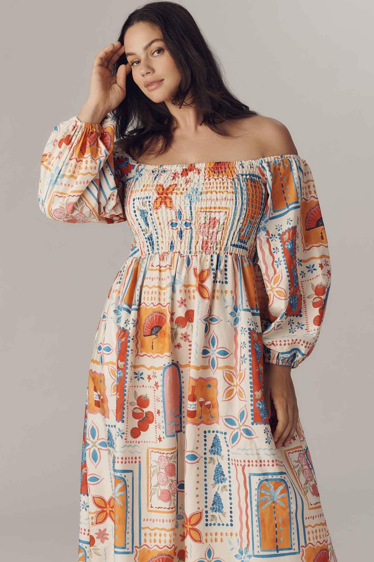 Eloquii Plus Off-The-Shoulder A-Line Midi Dress