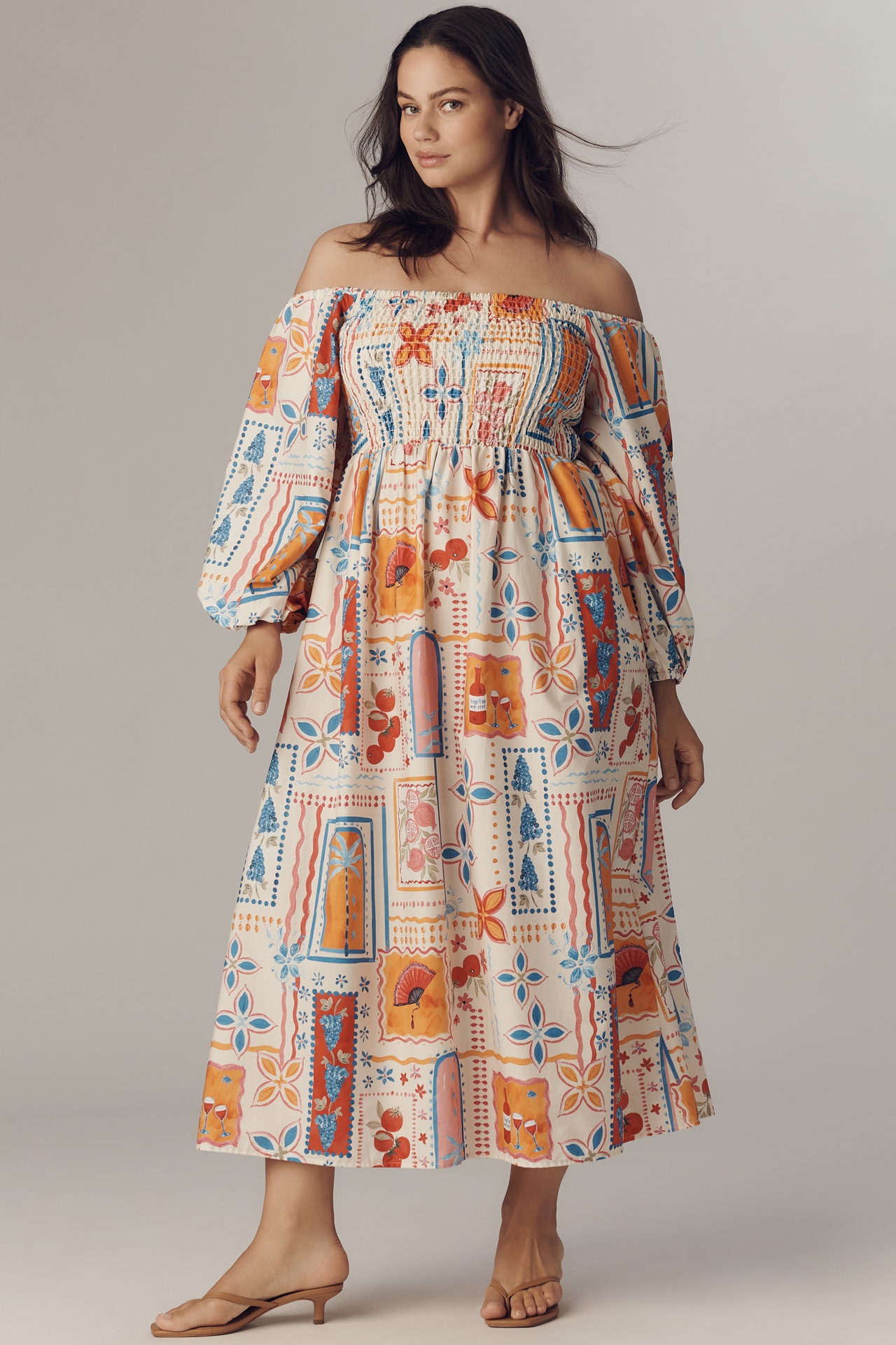 Eloquii Plus Off-The-Shoulder A-Line Midi Dress