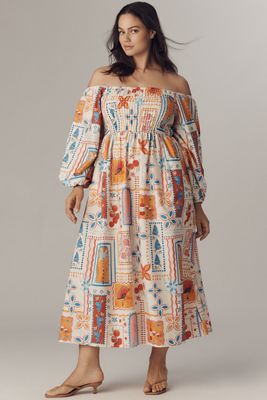 Eloquii Plus Off-The-Shoulder A-Line Midi Dress
