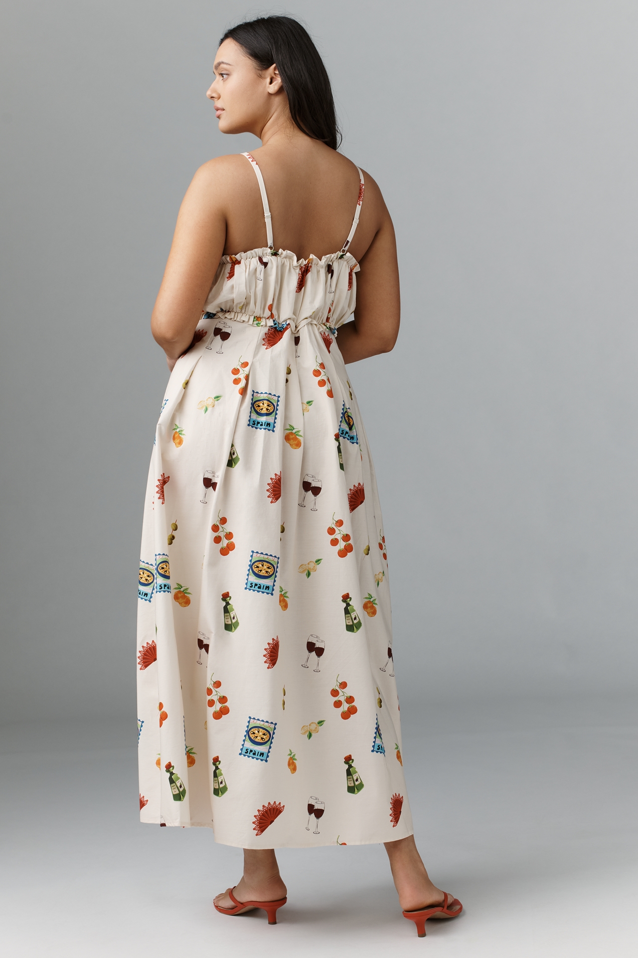 Eloquii Plus Shirred Bodice Ruffled Maxi Dress