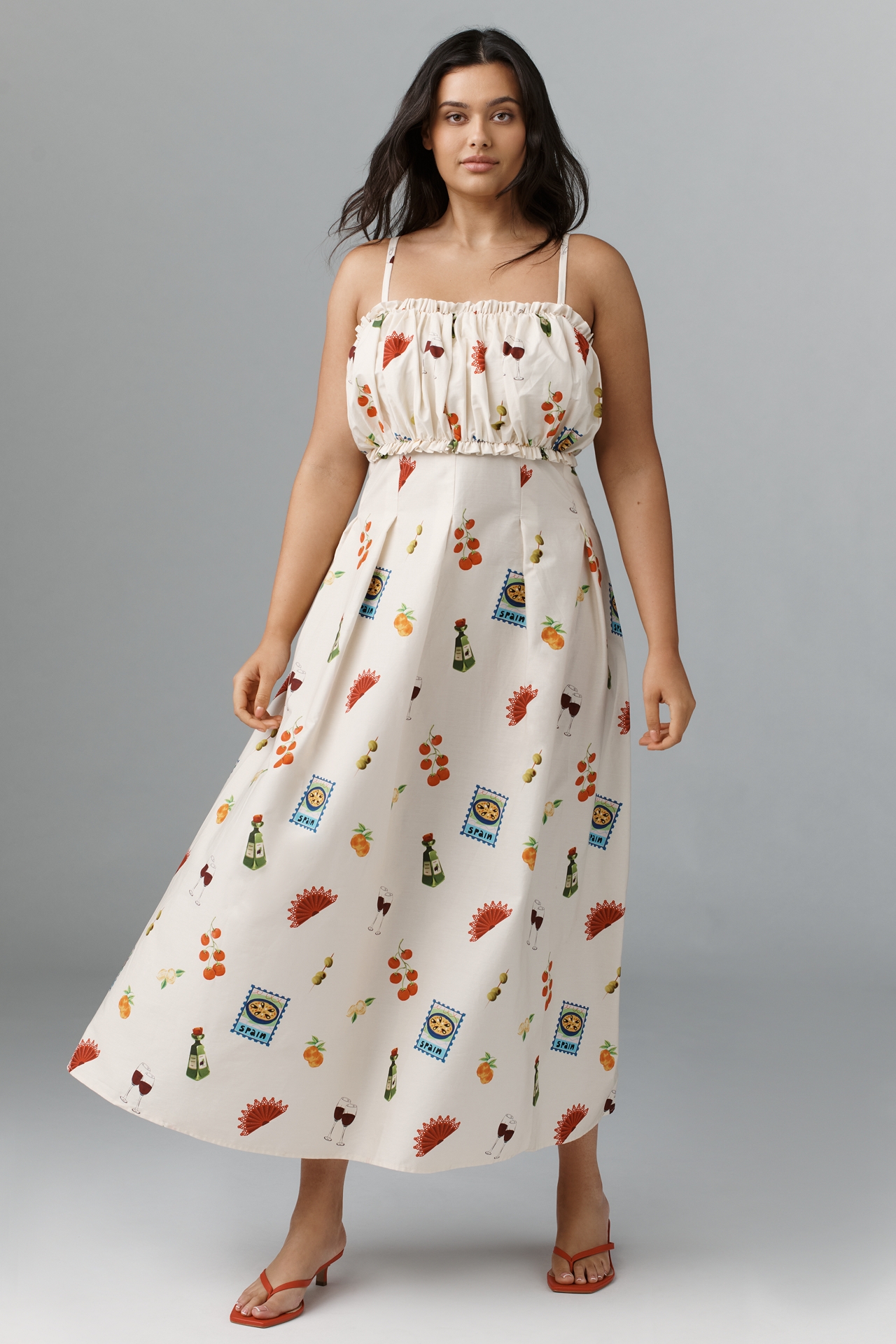 Eloquii Plus Shirred Bodice Ruffled Maxi Dress