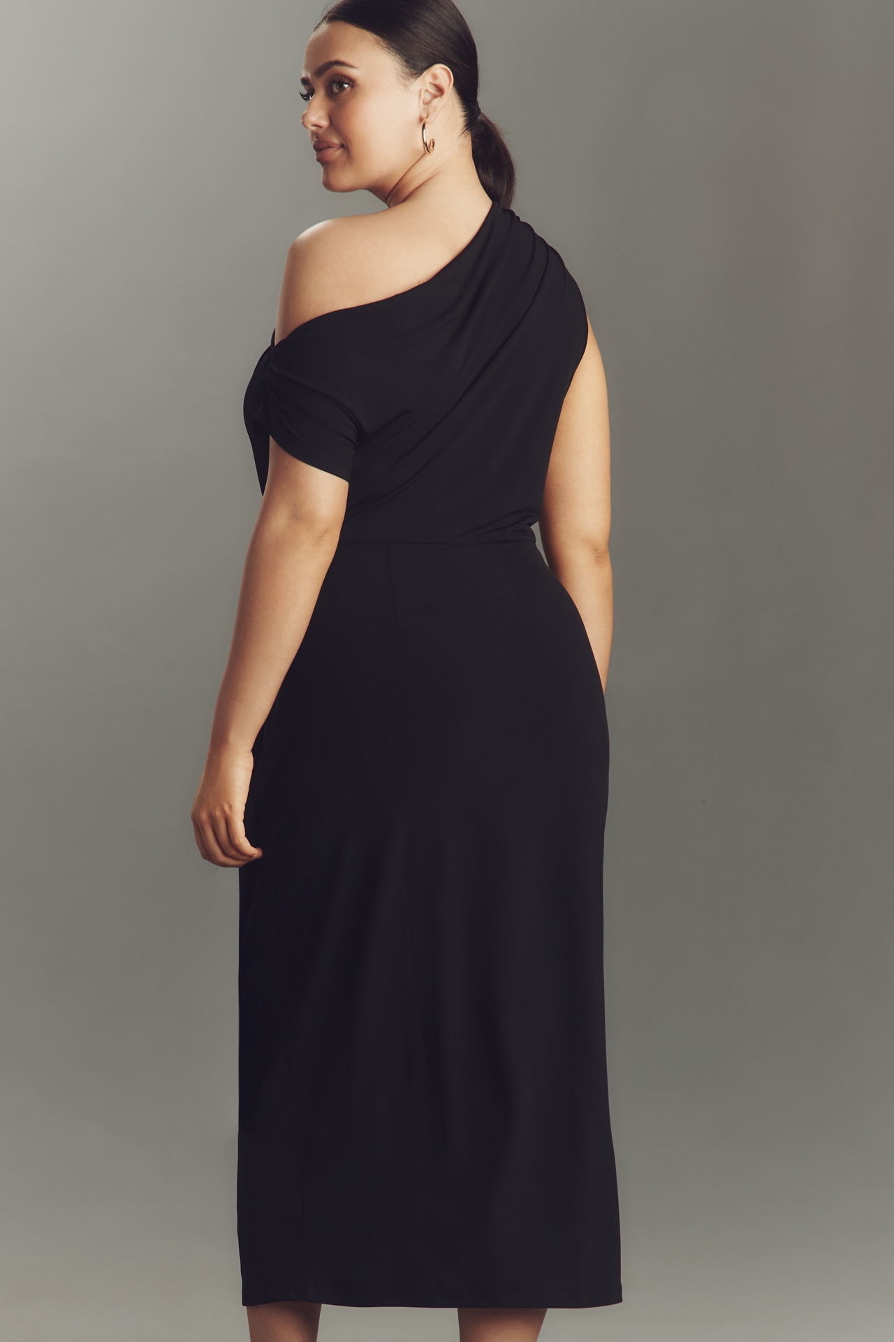 Eloquii Plus One-Shoulder Twist-Front Midi Dress