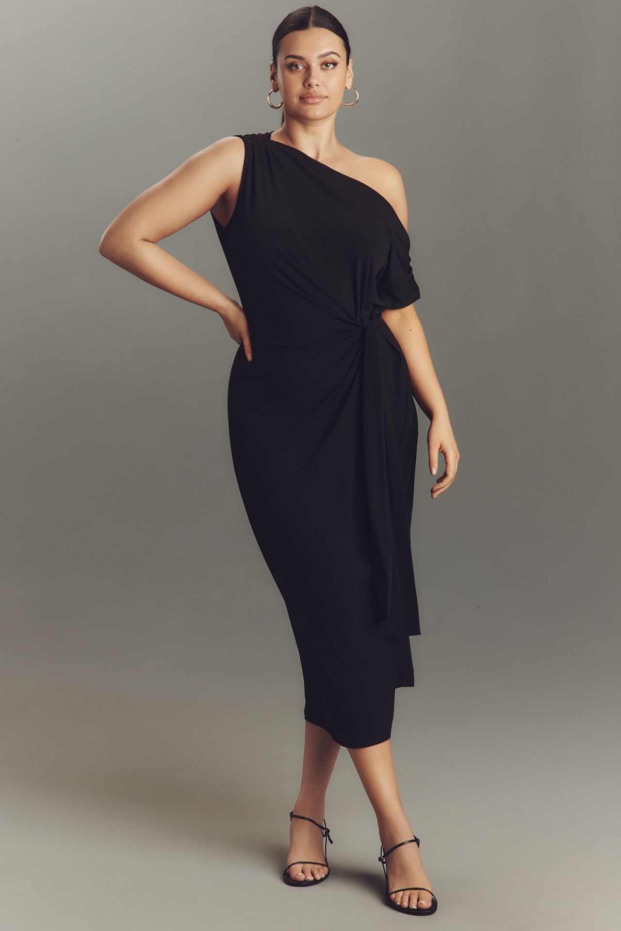 Eloquii Plus One-Shoulder Twist-Front Midi Dress