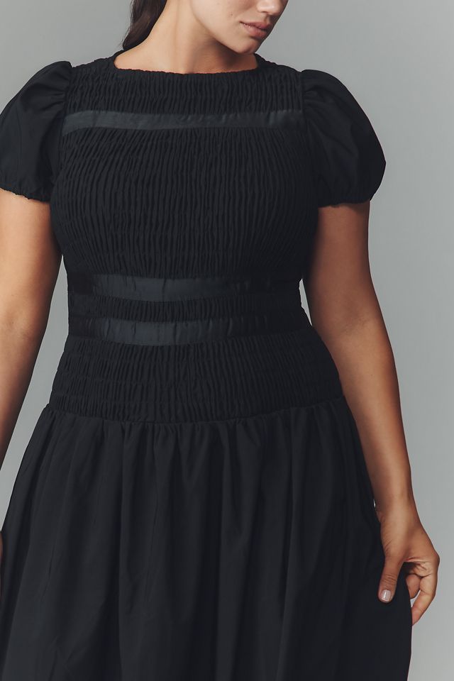 Eloquii Plus Puff-Sleeve Smocked Midi Dress #1