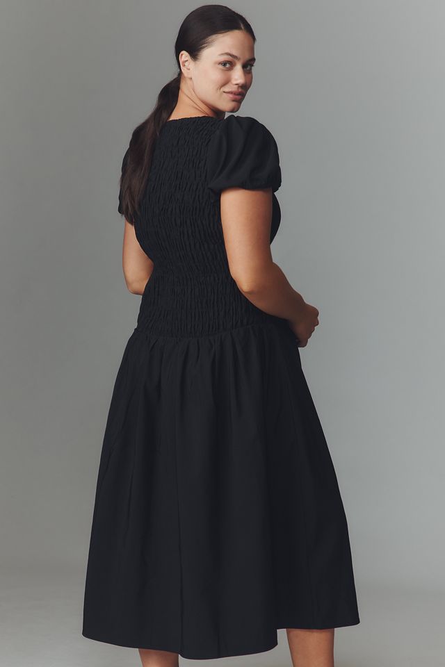 Eloquii Plus Puff-Sleeve Smocked Midi Dress #2