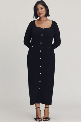 Eloquii Plus Long-Sleeve Sweater Midi Dress