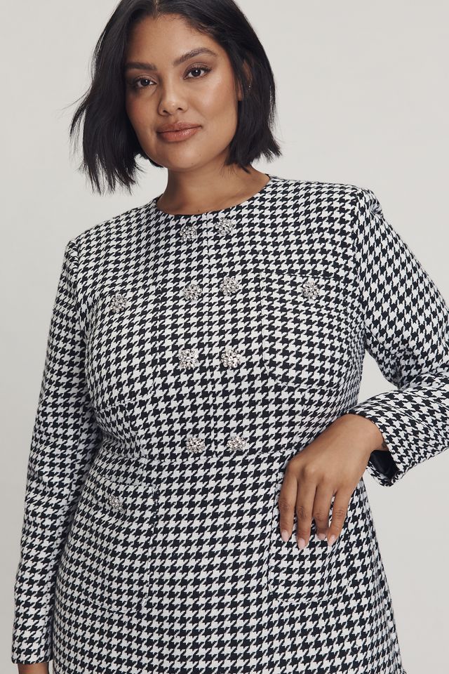 Eloquii Plus Long-Sleeve Rhinestone Button Mini Dress #1