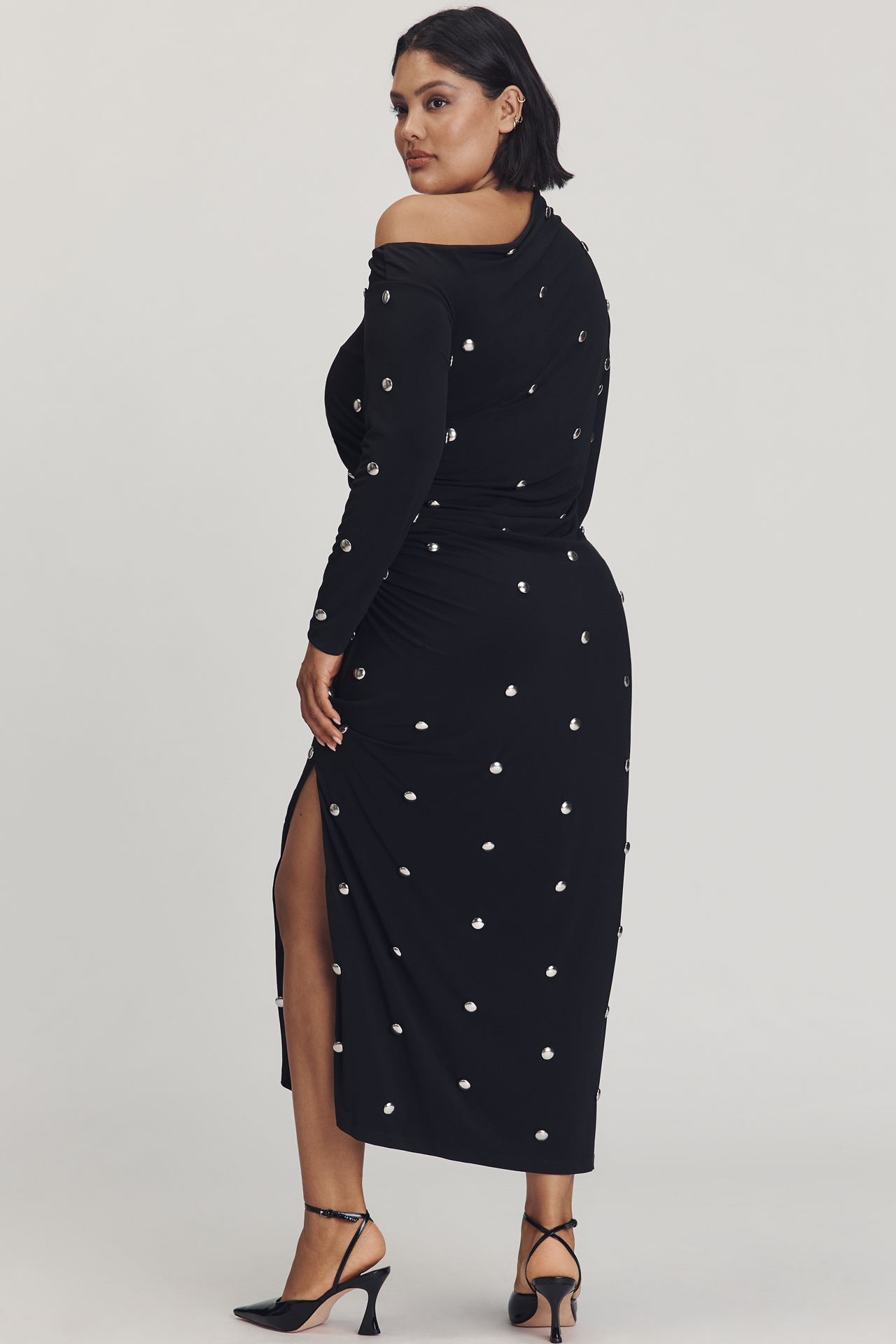 Eloquii Plus Long-Sleeve Hardware Maxi Dress