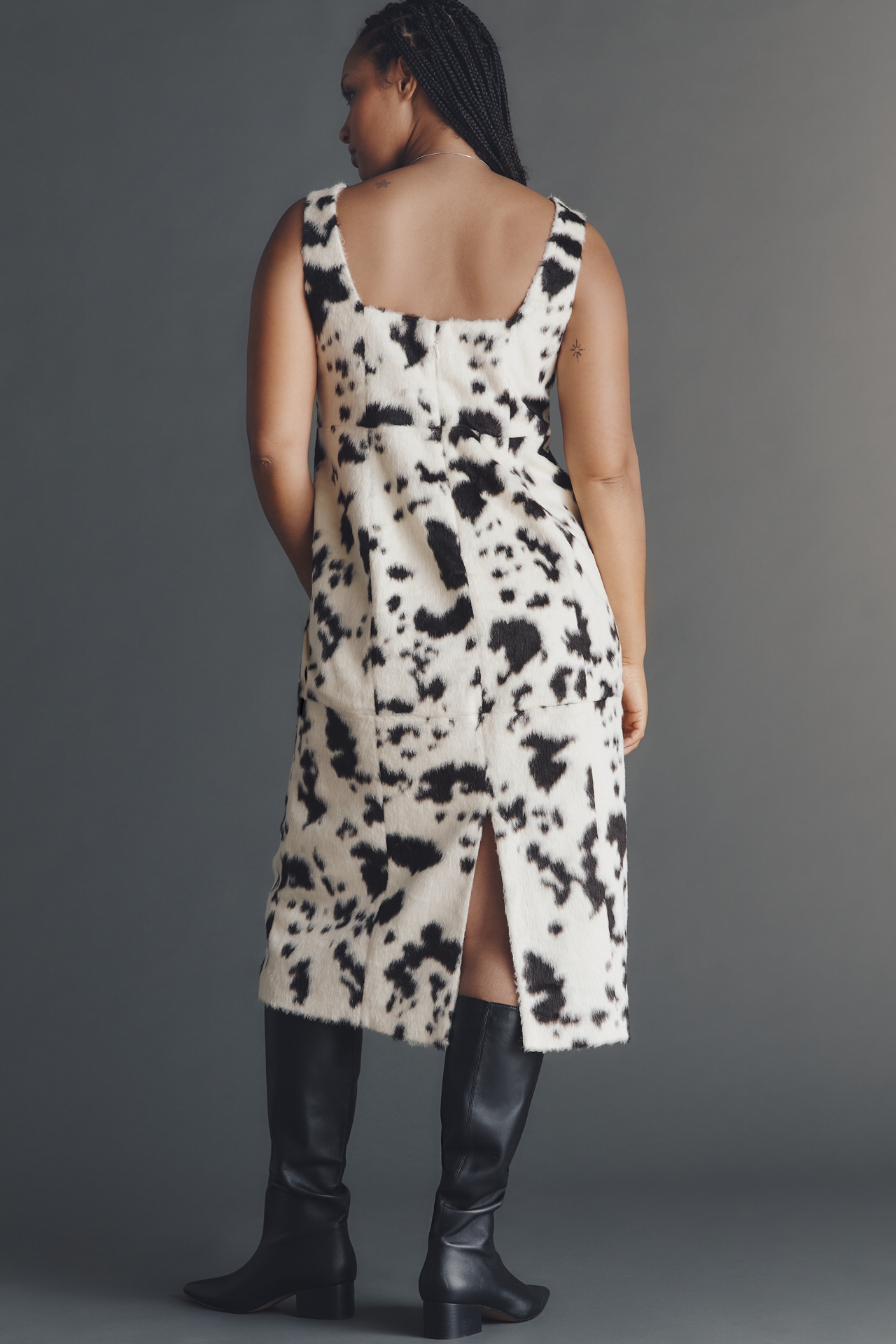 Eloquii Plus Sleeveless Faux Pony Midi Dress