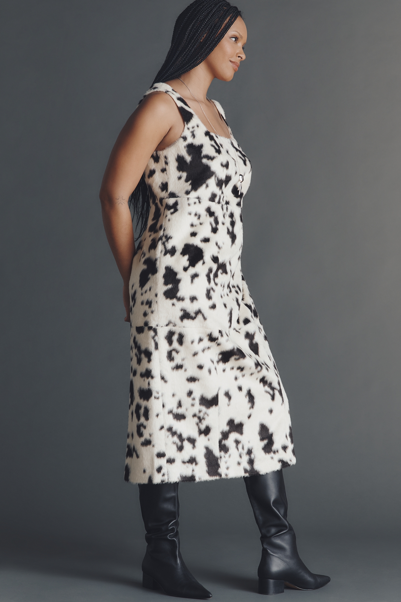 Eloquii Plus Sleeveless Faux Pony Midi Dress