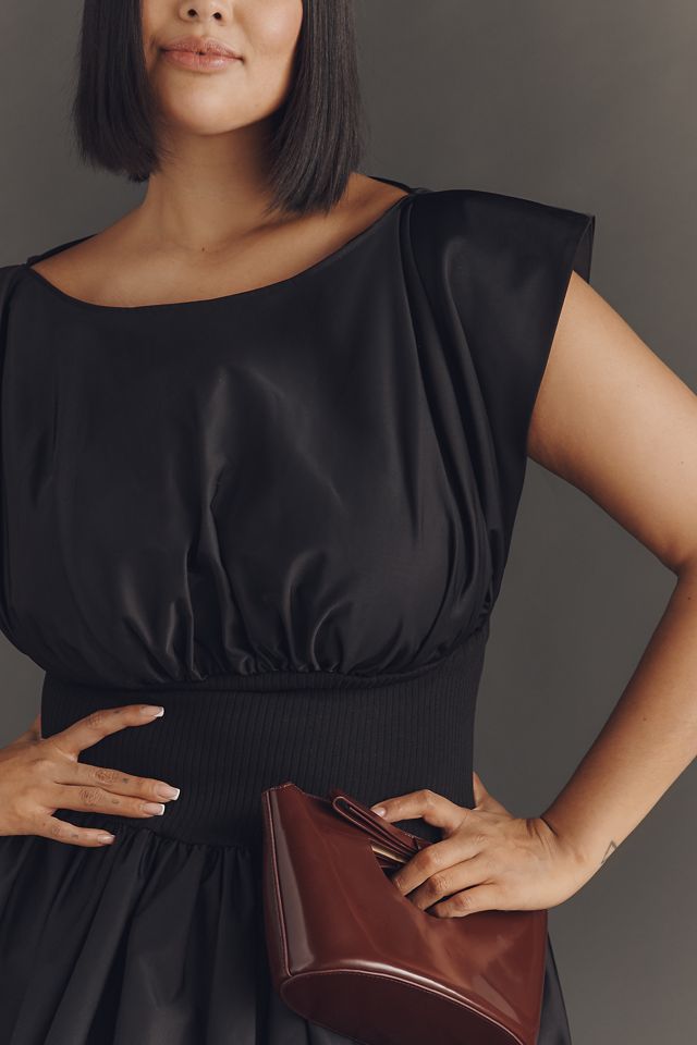 Eloquii Plus Short-Sleeve Shirred Taffeta Mini Dress #1