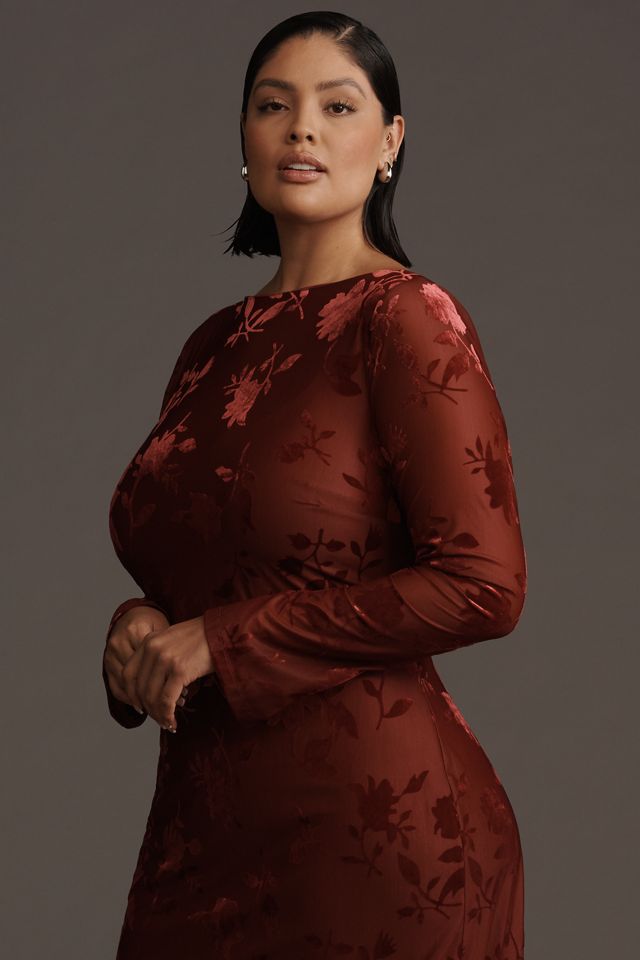 Eloquii Plus Long-Sleeve Velvet Maxi Dress #1