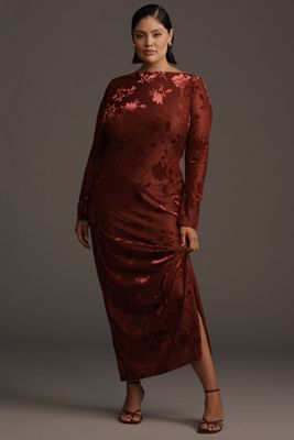 Eloquii Plus Long-Sleeve Velvet Maxi Dress