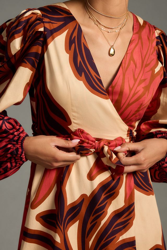 Eugenia Fernández V-Neck Long-Sleeve Printed Midi Dress #1