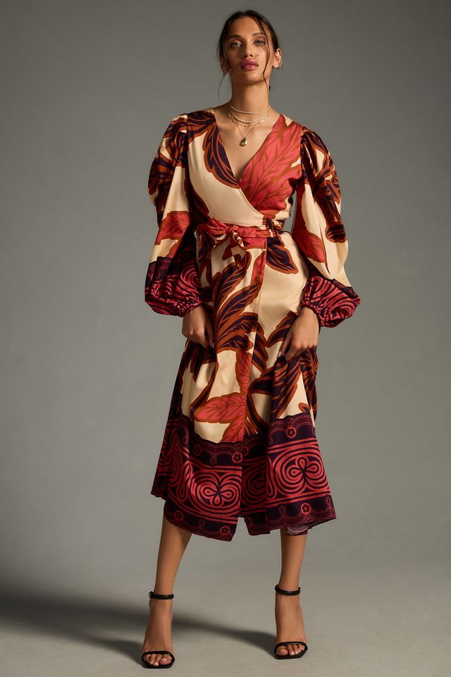 Eugenia Fernández V-Neck Long-Sleeve Printed Midi Dress #3