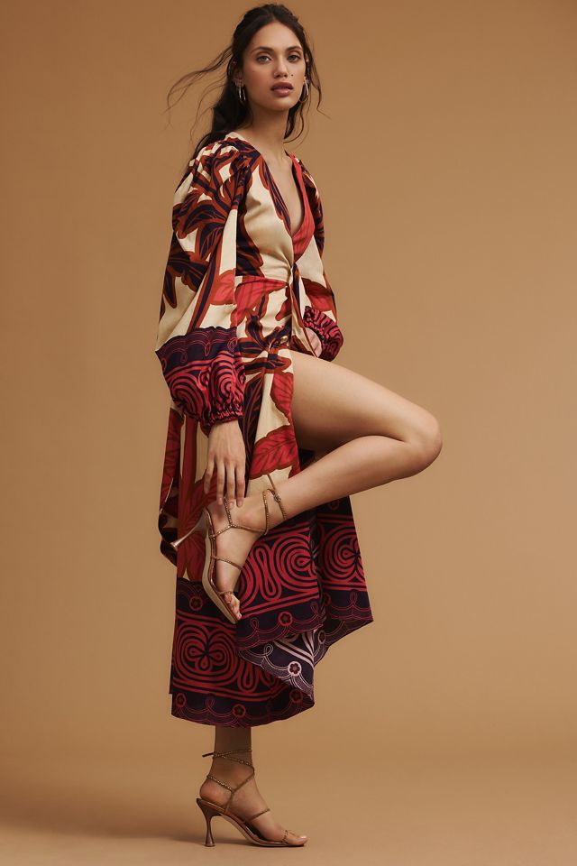 Eugenia Fernández V-Neck Long-Sleeve Printed Midi Dress #4