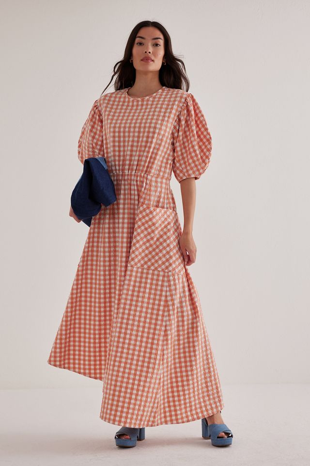 ALIGNE Harlin Puff-Sleeve Asymmetrical Midi Dress #6