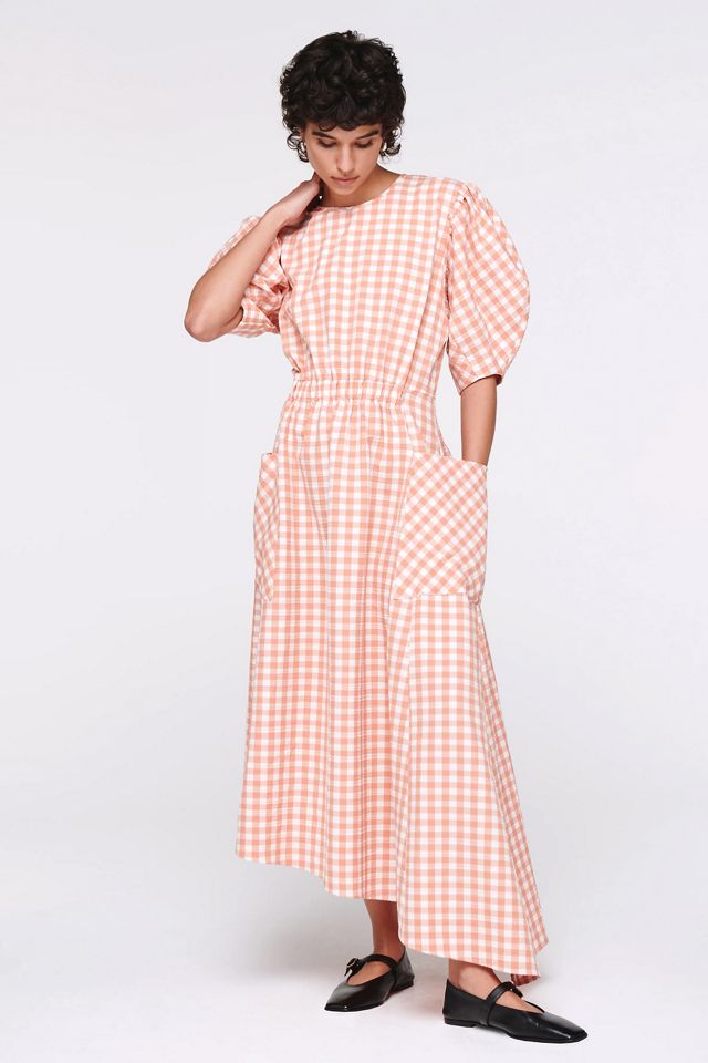 ALIGNE Harlin Puff-Sleeve Asymmetrical Midi Dress #1