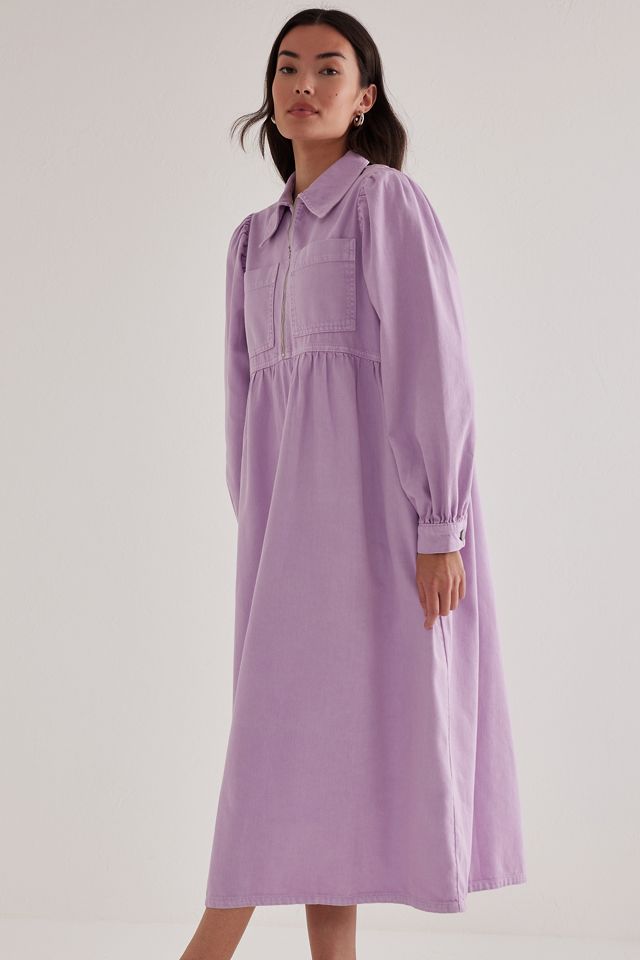 Robe midi en denim zippée sur le devant Gabriella ALIGNE #1