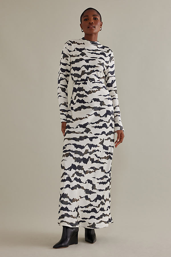 ALIGNE Kelly Mock-Neck Long-Sleeve Printed Maxi Dress