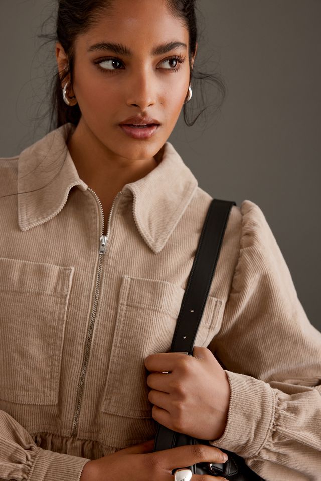 ALIGNE Gabriella Long-Sleeve Zip-Front Corduroy Midi Dress #1