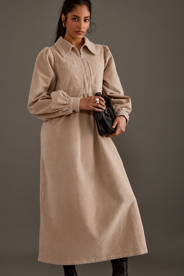 ALIGNE Gabriella Long-Sleeve Zip-Front Corduroy Midi Dress #2