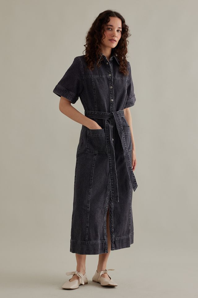 ALIGNE Gitty Short-Sleeve Denim Maxi Shirt Dress | Anthropologie UK