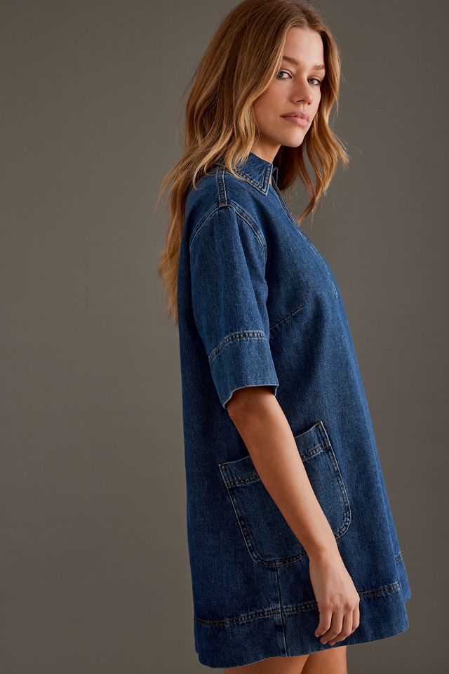 ALIGNE Robe Mini à Col en Denim Cora #1