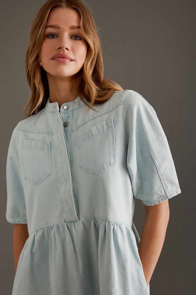 ALIGNE Lucky Short-Sleeve Denim Midi Dress | Anthropologie UK