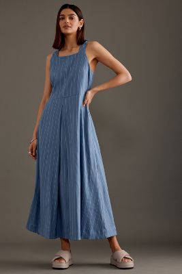 ALIGNE Madeline Cross-Back Linen Midi Dress