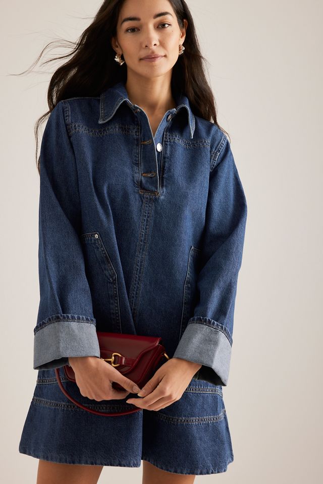 Robe mini en denim à manches longues ALIGNE Keri #3