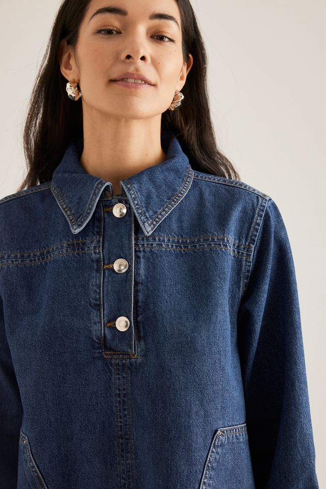 Robe mini en denim à manches longues ALIGNE Keri #6
