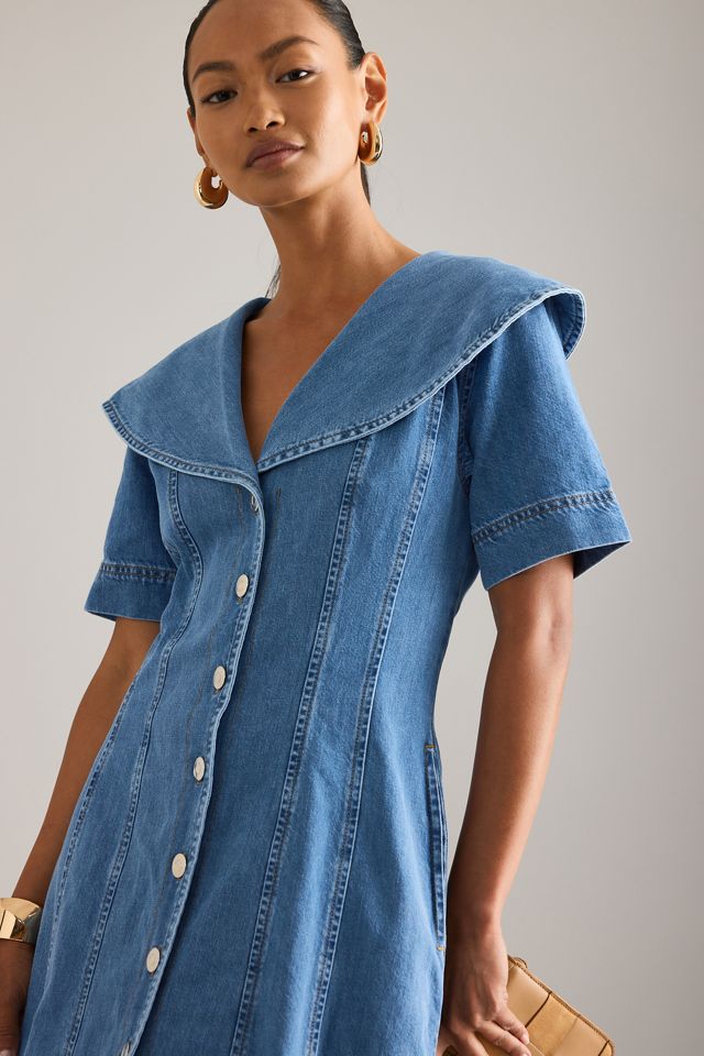 ALIGNE Sparrow Button-Front Denim Midi Dress #2