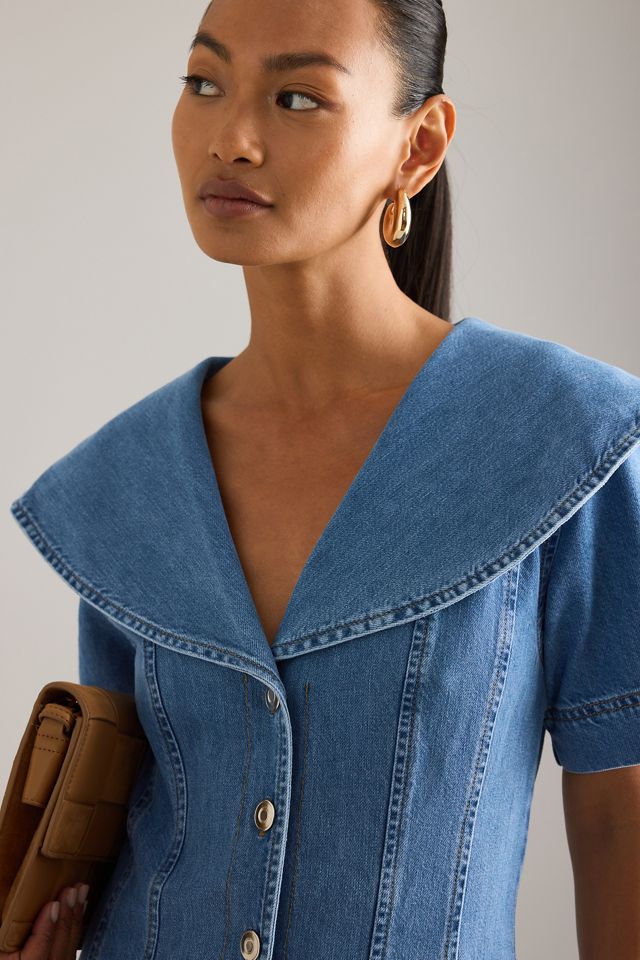 ALIGNE Sparrow Button-Front Denim Midi Dress #3