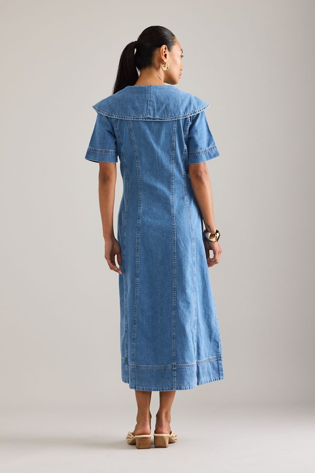 ALIGNE Sparrow Button-Front Denim Midi Dress #1